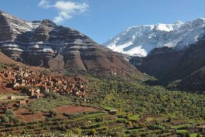 Panoramic view of the Atlas Mountains from Imlil Valley